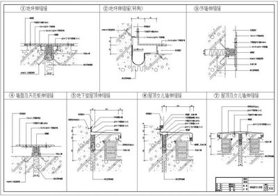 某建筑大楼变形缝施工大样cad图纸